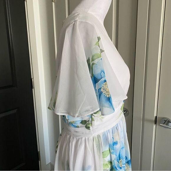 Disney Princess Line White and Blue Floral Maxi Overlay Romper Size L - Picture 8 of 13